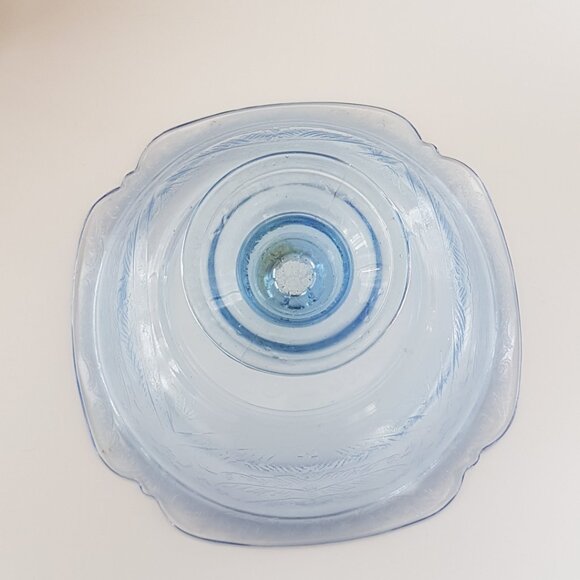 Vintage Indiana Glass Recollections Madrid Blue Pedestal Fruit Bowl - Picture 9 of 9